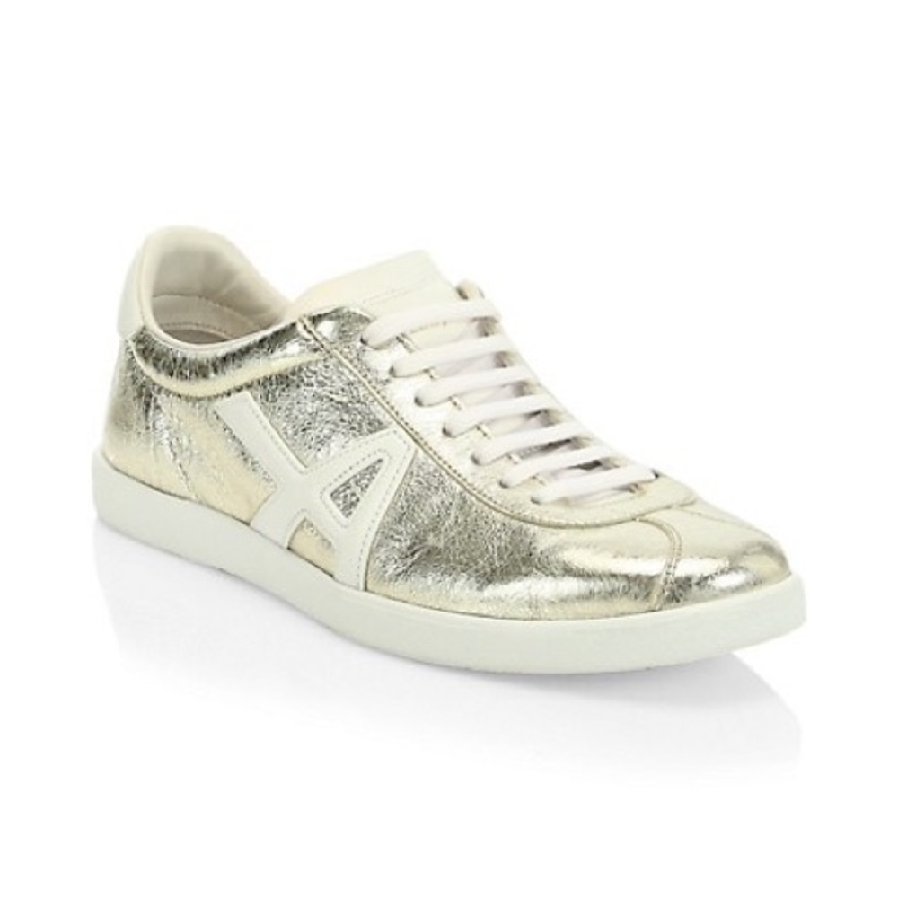 New AQUAZZURA Silver Metallic Sneakers. 39.5